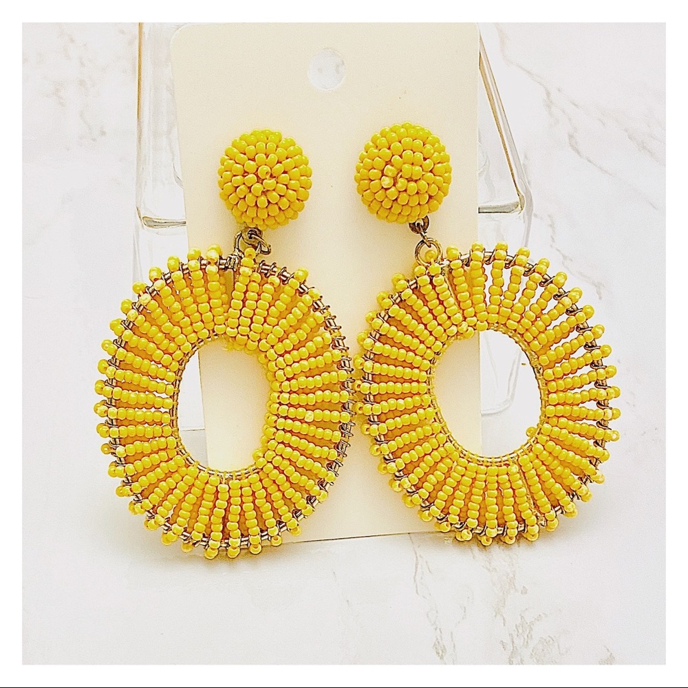 Marigold Beaded Statement Earrings